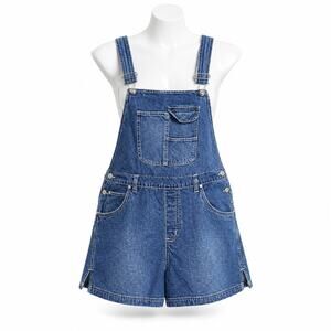 Xhilaration Y2K Overalls Womens M Blue Cotton Denim Adjustable Straps Pockets